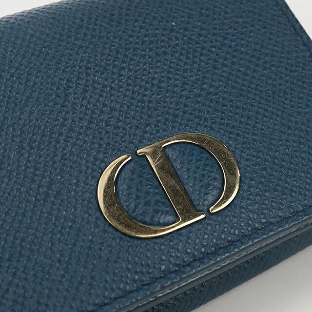 中古 ディオール 三つ折り財布 三折財布 コンパクト レディース ブランド Dior 30 モンテーニュ  ブルー USDCD117130011