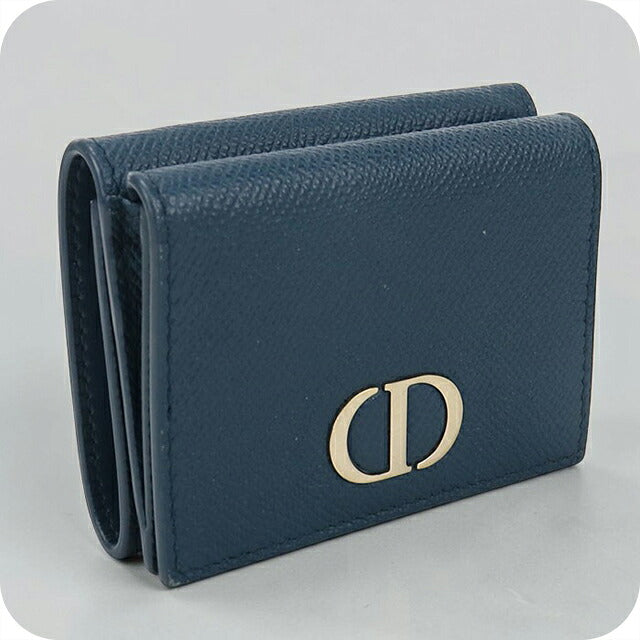 中古 ディオール 三つ折り財布 三折財布 コンパクト レディース ブランド Dior 30 モンテーニュ  ブルー USDCD117130011