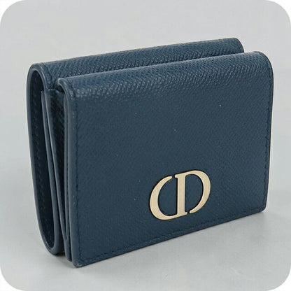 中古 ディオール 三つ折り財布 三折財布 コンパクト レディース ブランド Dior 30 モンテーニュ  ブルー USDCD117130011