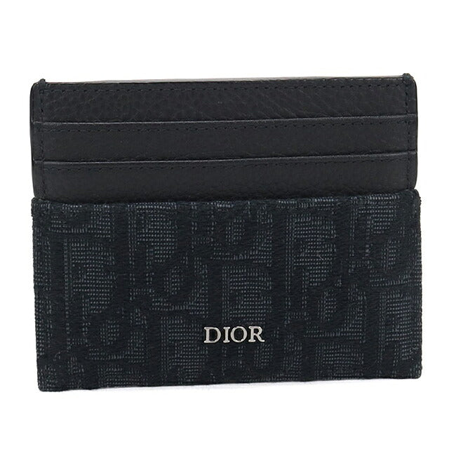 中古 ディオール カードケース コンパクト メンズ ブランド Dior ディオールオブリーク カードホルダー 2ESCH135YSE_H03E ブラック USDCD117239011