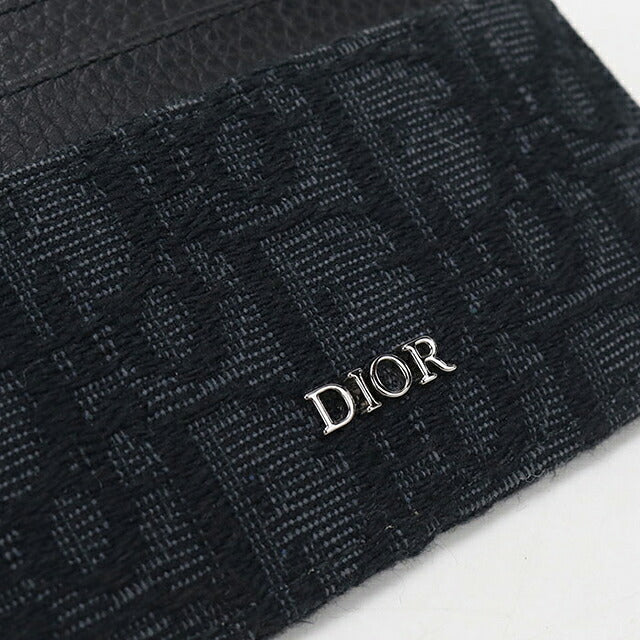 中古 ディオール カードケース コンパクト メンズ ブランド Dior ディオールオブリーク カードホルダー 2ESCH135YSE_H03E ブラック USDCD117239011