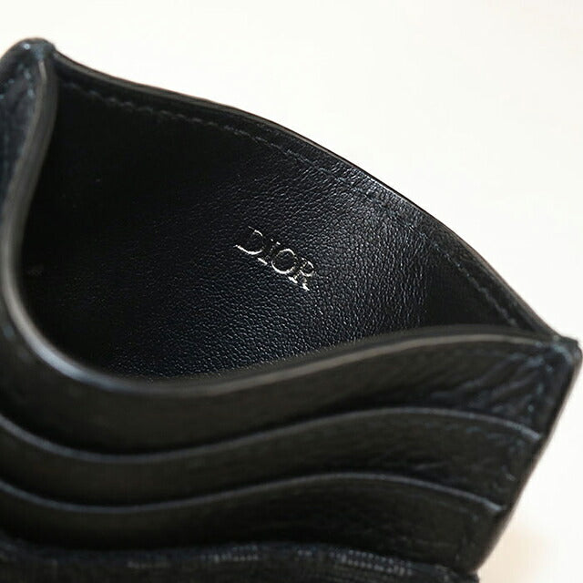 中古 ディオール カードケース コンパクト メンズ ブランド Dior ディオールオブリーク カードホルダー 2ESCH135YSE_H03E ブラック USDCD117239011