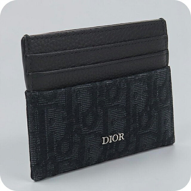 中古 ディオール カードケース コンパクト メンズ ブランド Dior ディオールオブリーク カードホルダー 2ESCH135YSE_H03E ブラック USDCD117239011