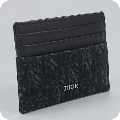 中古 ディオール カードケース コンパクト メンズ ブランド Dior ディオールオブリーク カードホルダー 2ESCH135YSE_H03E ブラック USDCD117239011