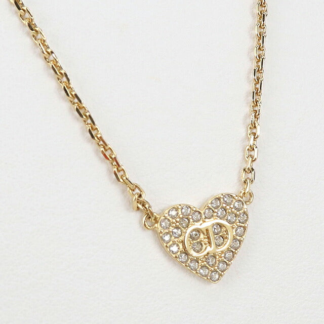 中古 ディオール ネックレス レディース ブランド Dior  ラインストーン ハート ゴールド アクセサリー USDCD117427011