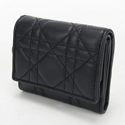 中古 ディオール 三つ折り財布 三折財布 コンパクト レディース ブランド Dior レディディオール ロータス ウォレット S0181ONMJ_M900 ブラック USDCD117444011