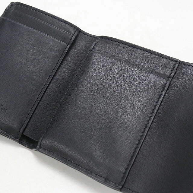 中古 ディオール 三つ折り財布 三折財布 コンパクト レディース ブランド Dior レディディオール ロータス ウォレット S0181ONMJ_M900 ブラック USDCD117444011