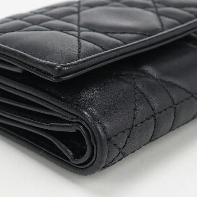 中古 ディオール 三つ折り財布 三折財布 コンパクト レディース ブランド Dior レディディオール ロータス ウォレット S0181ONMJ_M900 ブラック USDCD117444011