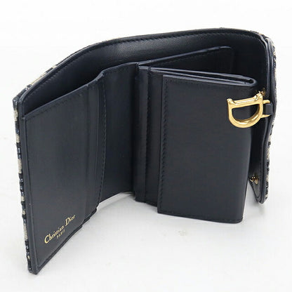 中古 ディオール 三つ折り財布 三折財布 コンパクト レディース ブランド Dior サドル ロータスウォレット S5652CTZQ_M928 ネイビー USDCD117533011