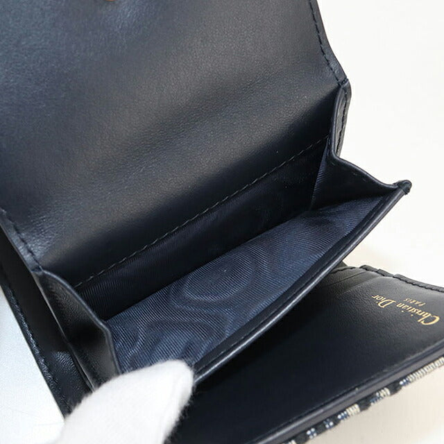 中古 ディオール 三つ折り財布 三折財布 コンパクト レディース ブランド Dior サドル ロータスウォレット S5652CTZQ_M928 ネイビー USDCD117533011