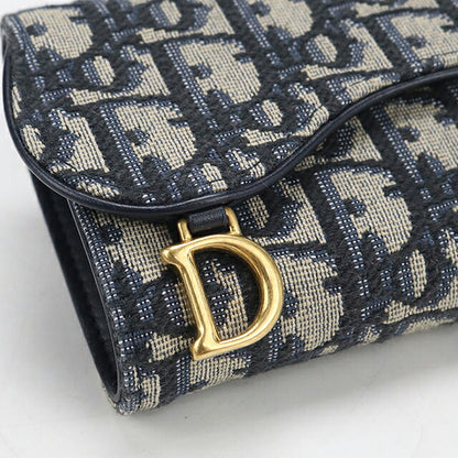 中古 ディオール 三つ折り財布 三折財布 コンパクト レディース ブランド Dior サドル ロータスウォレット S5652CTZQ_M928 ネイビー USDCD117533011