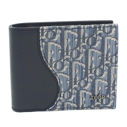 中古 ディオール 二つ折り財布 二折財布 コンパクト メンズ ブランド Dior サドル  2ADBC306YKS ネイビー USDCD117633011