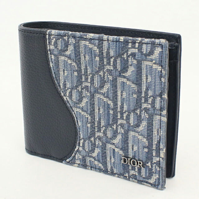 中古 ディオール 二つ折り財布 二折財布 コンパクト メンズ ブランド Dior サドル  2ADBC306YKS ネイビー USDCD117633011