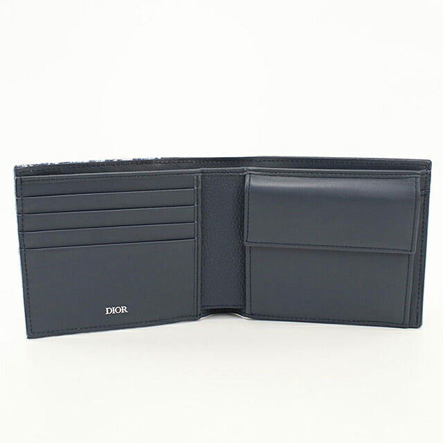 中古 ディオール 二つ折り財布 二折財布 コンパクト メンズ ブランド Dior サドル  2ADBC306YKS ネイビー USDCD117633011