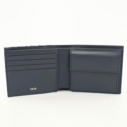 中古 ディオール 二つ折り財布 二折財布 コンパクト メンズ ブランド Dior サドル  2ADBC306YKS ネイビー USDCD117633011
