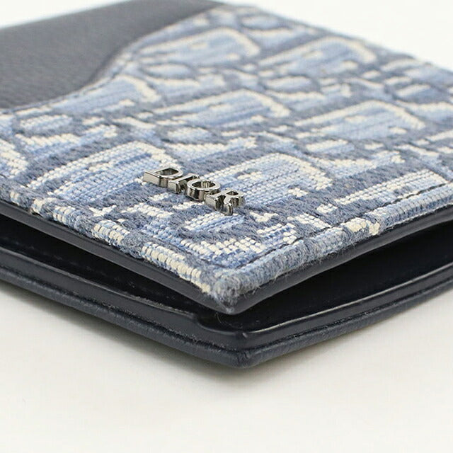 中古 ディオール 二つ折り財布 二折財布 コンパクト メンズ ブランド Dior サドル  2ADBC306YKS ネイビー USDCD117633011