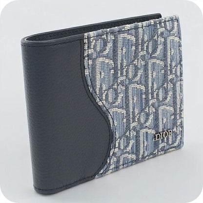 中古 ディオール 二つ折り財布 二折財布 コンパクト メンズ ブランド Dior サドル  2ADBC306YKS ネイビー USDCD117633011