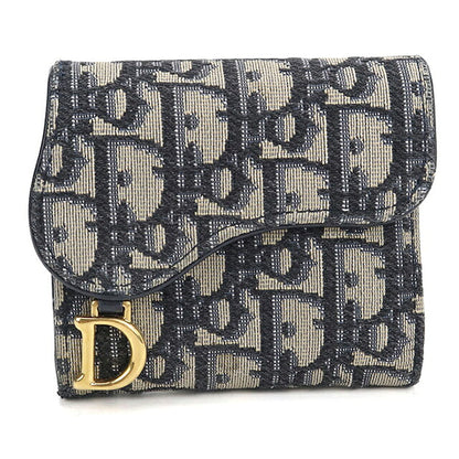 中古 ディオール 三つ折り財布 三折財布 コンパクト レディース ブランド Dior サドル Lotus ウォレット S5652CTZQ_M928 ネイビー USDCD117839011