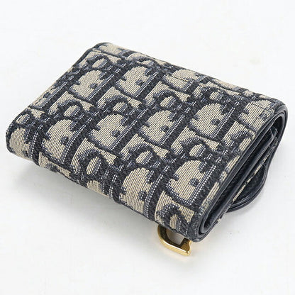 中古 ディオール 三つ折り財布 三折財布 コンパクト レディース ブランド Dior サドル Lotus ウォレット S5652CTZQ_M928 ネイビー USDCD117839011