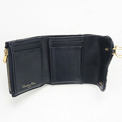 中古 ディオール 三つ折り財布 三折財布 コンパクト レディース ブランド Dior サドル Lotus ウォレット S5652CTZQ_M928 ネイビー USDCD117839011