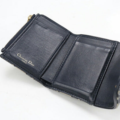 中古 ディオール 三つ折り財布 三折財布 コンパクト レディース ブランド Dior サドル Lotus ウォレット S5652CTZQ_M928 ネイビー USDCD117839011