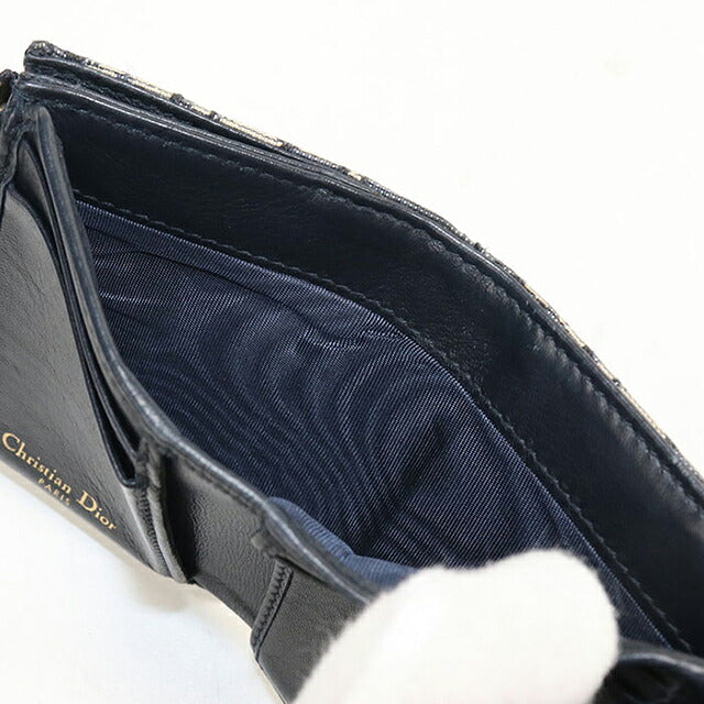 中古 ディオール 三つ折り財布 三折財布 コンパクト レディース ブランド Dior サドル Lotus ウォレット S5652CTZQ_M928 ネイビー USDCD117839011