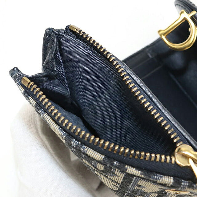 中古 ディオール 三つ折り財布 三折財布 コンパクト レディース ブランド Dior サドル Lotus ウォレット S5652CTZQ_M928 ネイビー USDCD117839011
