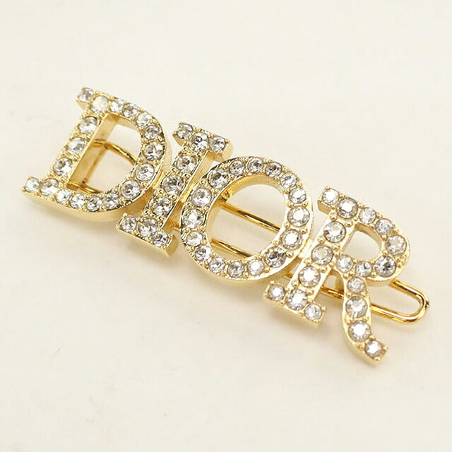 Used Dior Hair Clip Ladies Brand Dior Rhinestone Hair Clip V0660DVOCY 301U Gold Hair Accessory USDCD118008011
