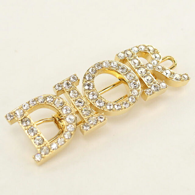 Used Dior Hair Clip Ladies Brand Dior Rhinestone Hair Clip V0660DVOCY 301U Gold Hair Accessory USDCD118008011