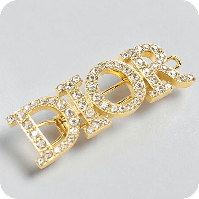 Used Dior Hair Clip Ladies Brand Dior Rhinestone Hair Clip V0660DVOCY 301U Gold Hair Accessory USDCD118008011