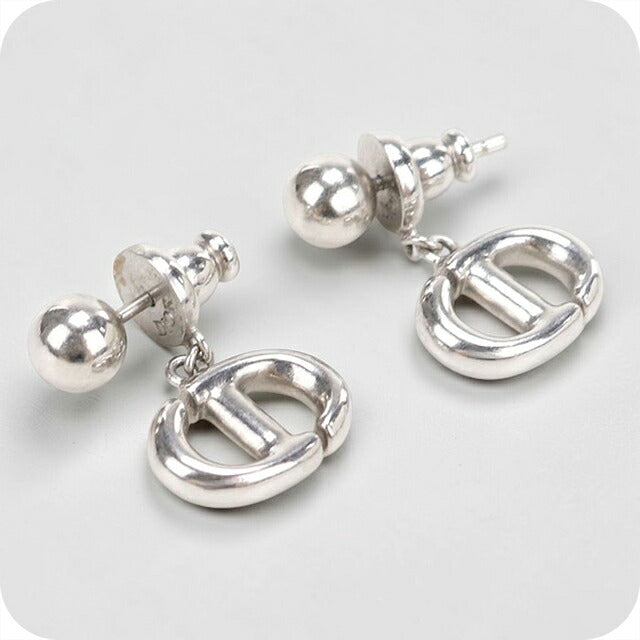 中古 ディオール ピアス レディース ブランド Dior  CD NAVY シルバー アクセサリー USDCD118236011