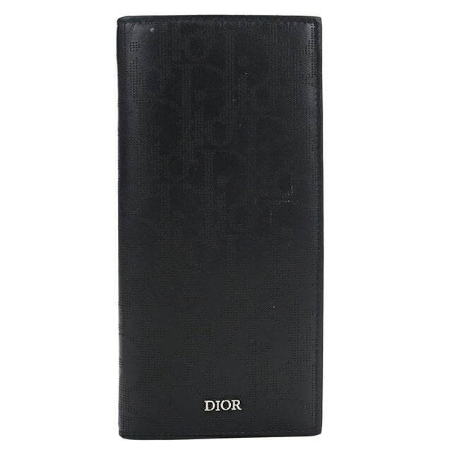 中古 ディオール 長財布二折 メンズ ブランド Dior ディオールオブリークギャラクシー 二つ折りロングウォレット ブラック USDCD118382011