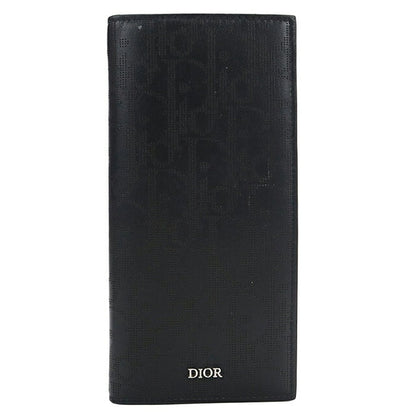 中古 ディオール 長財布二折 メンズ ブランド Dior ディオールオブリークギャラクシー 二つ折りロングウォレット ブラック USDCD118382011