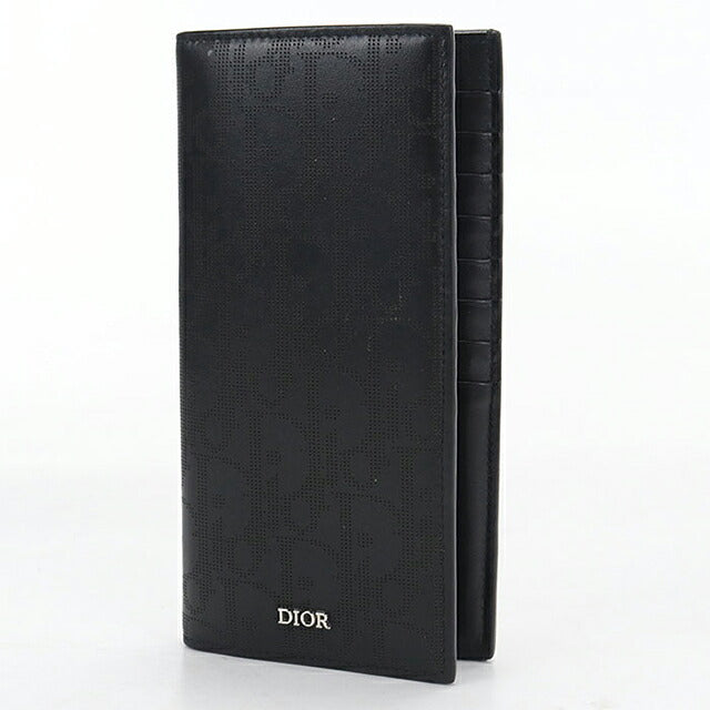 中古 ディオール 長財布二折 メンズ ブランド Dior ディオールオブリークギャラクシー 二つ折りロングウォレット ブラック USDCD118382011