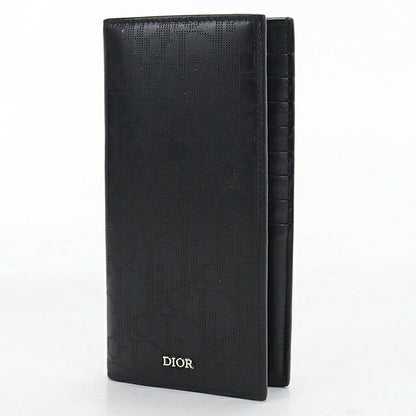中古 ディオール 長財布二折 メンズ ブランド Dior ディオールオブリークギャラクシー 二つ折りロングウォレット ブラック USDCD118382011