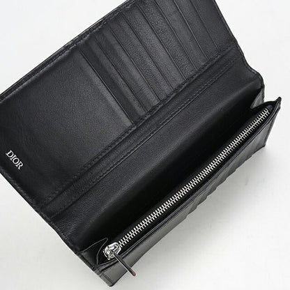中古 ディオール 長財布二折 メンズ ブランド Dior ディオールオブリークギャラクシー 二つ折りロングウォレット ブラック USDCD118382011