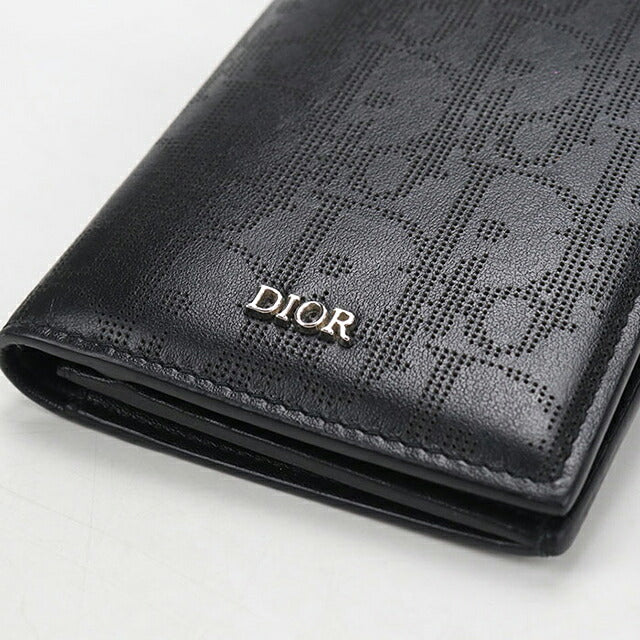 中古 ディオール 長財布二折 メンズ ブランド Dior ディオールオブリークギャラクシー 二つ折りロングウォレット ブラック USDCD118382011