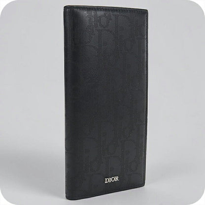 中古 ディオール 長財布二折 メンズ ブランド Dior ディオールオブリークギャラクシー 二つ折りロングウォレット ブラック USDCD118382011