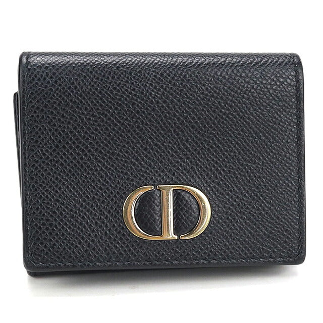 中古 ディオール 三つ折り財布 三折財布 コンパクト レディース ブランド Dior 30モンテーニュ  ブラック USDCD118434011