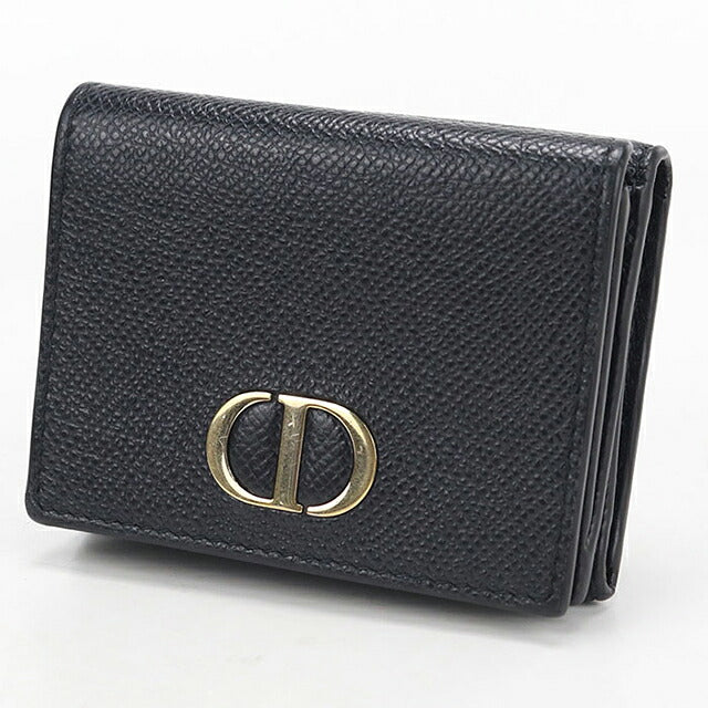 中古 ディオール 三つ折り財布 三折財布 コンパクト レディース ブランド Dior 30モンテーニュ  ブラック USDCD118434011
