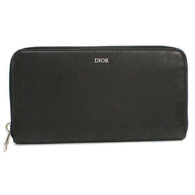 中古 ディオール 長財布ラウンドファスナー メンズ ブランド Dior ディオールオブリーク ギャラクシー  ブラック USDCD118552011