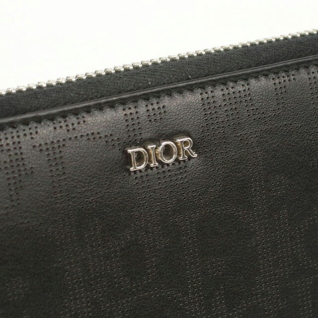 中古 ディオール 長財布ラウンドファスナー メンズ ブランド Dior ディオールオブリーク ギャラクシー  ブラック USDCD118552011