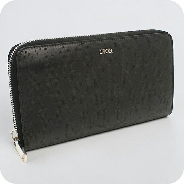 中古 ディオール 長財布ラウンドファスナー メンズ ブランド Dior ディオールオブリーク ギャラクシー  ブラック USDCD118552011