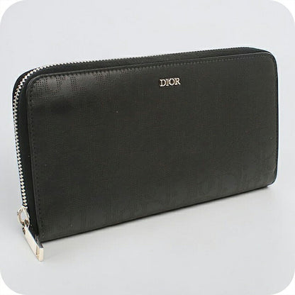 中古 ディオール 長財布ラウンドファスナー メンズ ブランド Dior ディオールオブリーク ギャラクシー  ブラック USDCD118552011