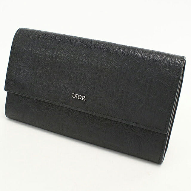 中古 ディオール 長財布二折 メンズ ブランド Dior ディオール グラビティ ロング フラップウォレット 2ESBC328FLG_H00N ブラック USDCD119016011