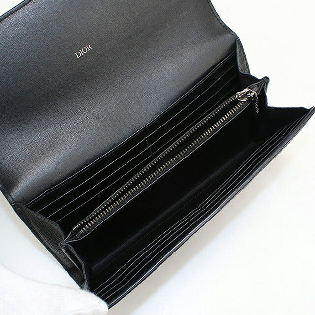 中古 ディオール 長財布二折 メンズ ブランド Dior ディオール グラビティ ロング フラップウォレット 2ESBC328FLG_H00N ブラック USDCD119016011