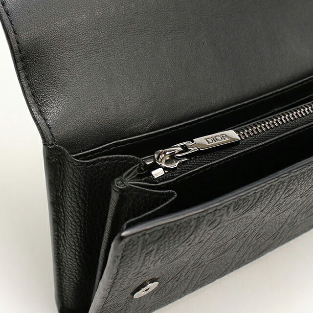 中古 ディオール 長財布二折 メンズ ブランド Dior ディオール グラビティ ロング フラップウォレット 2ESBC328FLG_H00N ブラック USDCD119016011