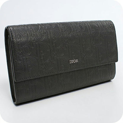 中古 ディオール 長財布二折 メンズ ブランド Dior ディオール グラビティ ロング フラップウォレット 2ESBC328FLG_H00N ブラック USDCD119016011