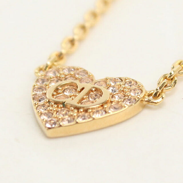 中古 ディオール ネックレス レディース ブランド Dior  ラインストーン ハート ゴールド アクセサリー USDCD119023011