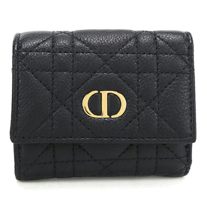 中古 ディオール 三つ折り財布 三折財布 コンパクト レディース ブランド Dior ディオール カロ ハイビスカス ウォレット S5209UWHC_M900 ブラック USDCD119444011